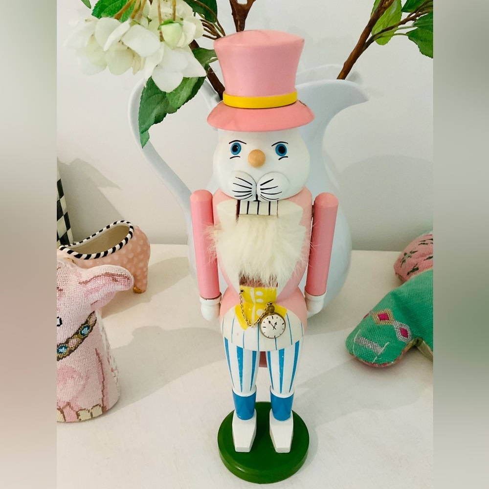 Erzgebirge Easter Rabbit Nutcracker 12.5” Pastel German Wooden Vintage Rare - Picture 9 of 11